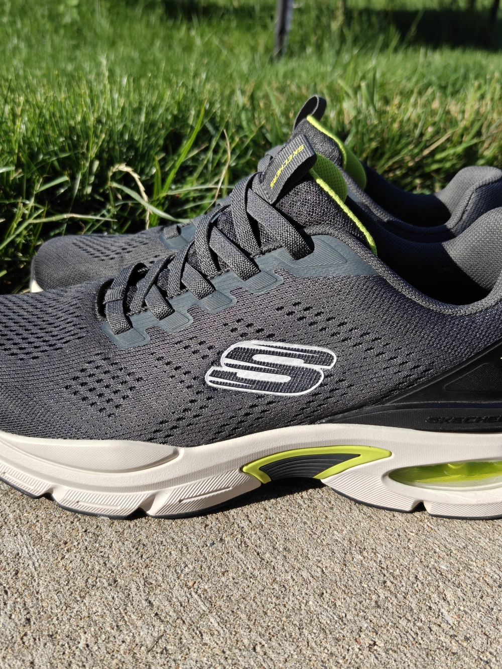 Skechers Skech-Air Ventura Men's 12 Wide Grey Lime Running Shoes 232655W Low Top